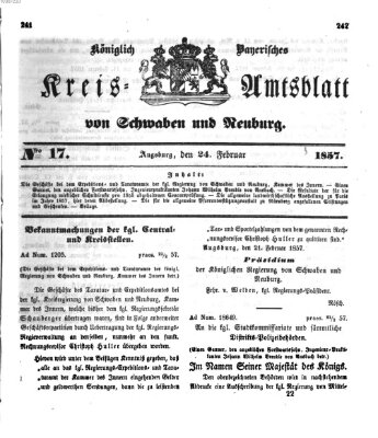 Königlich Bayerisches Kreis-Amtsblatt von Schwaben und Neuburg Dienstag 24. Februar 1857