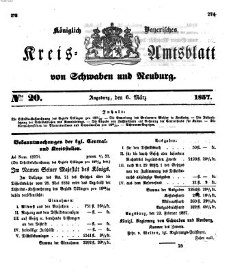 Königlich Bayerisches Kreis-Amtsblatt von Schwaben und Neuburg Freitag 6. März 1857