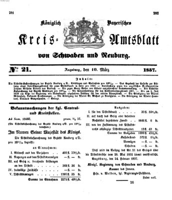 Königlich Bayerisches Kreis-Amtsblatt von Schwaben und Neuburg Dienstag 10. März 1857