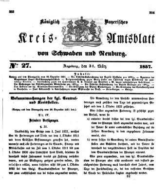 Königlich Bayerisches Kreis-Amtsblatt von Schwaben und Neuburg Dienstag 31. März 1857