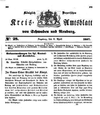 Königlich Bayerisches Kreis-Amtsblatt von Schwaben und Neuburg Freitag 3. April 1857