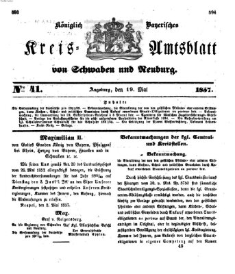 Königlich Bayerisches Kreis-Amtsblatt von Schwaben und Neuburg Dienstag 19. Mai 1857