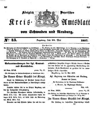 Königlich Bayerisches Kreis-Amtsblatt von Schwaben und Neuburg Dienstag 26. Mai 1857