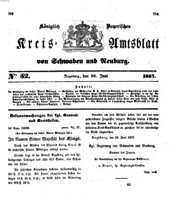 Königlich Bayerisches Kreis-Amtsblatt von Schwaben und Neuburg Freitag 26. Juni 1857