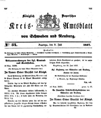 Königlich Bayerisches Kreis-Amtsblatt von Schwaben und Neuburg Freitag 3. Juli 1857