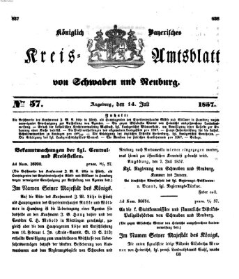 Königlich Bayerisches Kreis-Amtsblatt von Schwaben und Neuburg Dienstag 14. Juli 1857