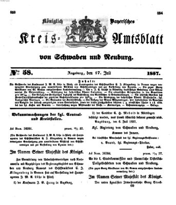 Königlich Bayerisches Kreis-Amtsblatt von Schwaben und Neuburg Freitag 17. Juli 1857