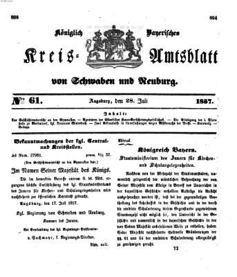 Königlich Bayerisches Kreis-Amtsblatt von Schwaben und Neuburg Dienstag 28. Juli 1857