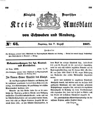 Königlich Bayerisches Kreis-Amtsblatt von Schwaben und Neuburg Freitag 7. August 1857