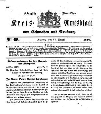 Königlich Bayerisches Kreis-Amtsblatt von Schwaben und Neuburg Freitag 21. August 1857