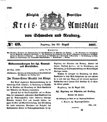 Königlich Bayerisches Kreis-Amtsblatt von Schwaben und Neuburg Dienstag 25. August 1857