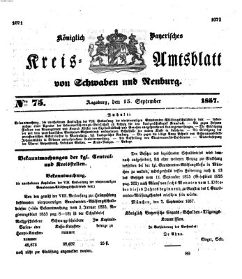 Königlich Bayerisches Kreis-Amtsblatt von Schwaben und Neuburg Dienstag 15. September 1857