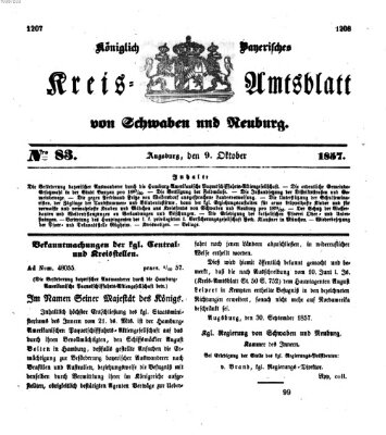 Königlich Bayerisches Kreis-Amtsblatt von Schwaben und Neuburg Freitag 9. Oktober 1857