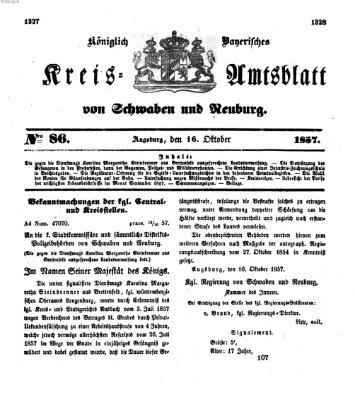 Königlich Bayerisches Kreis-Amtsblatt von Schwaben und Neuburg Freitag 16. Oktober 1857