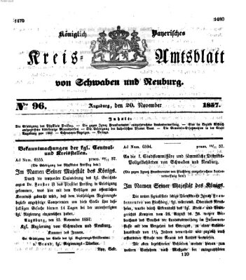 Königlich Bayerisches Kreis-Amtsblatt von Schwaben und Neuburg Freitag 20. November 1857