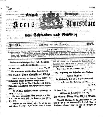 Königlich Bayerisches Kreis-Amtsblatt von Schwaben und Neuburg Dienstag 24. November 1857