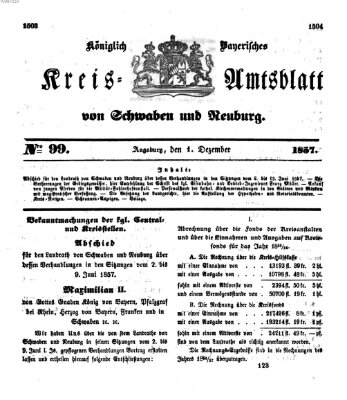 Königlich Bayerisches Kreis-Amtsblatt von Schwaben und Neuburg Dienstag 1. Dezember 1857