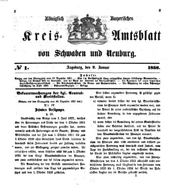 Königlich Bayerisches Kreis-Amtsblatt von Schwaben und Neuburg Samstag 2. Januar 1858