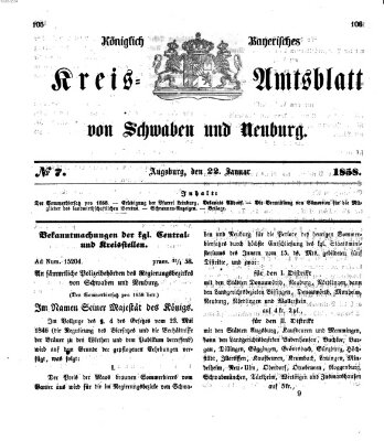 Königlich Bayerisches Kreis-Amtsblatt von Schwaben und Neuburg Freitag 22. Januar 1858