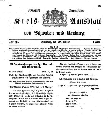 Königlich Bayerisches Kreis-Amtsblatt von Schwaben und Neuburg Freitag 29. Januar 1858