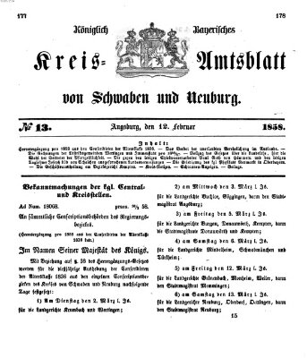 Königlich Bayerisches Kreis-Amtsblatt von Schwaben und Neuburg Freitag 12. Februar 1858