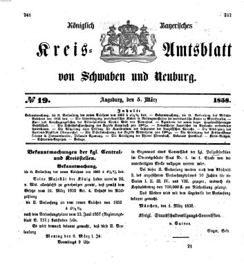 Königlich Bayerisches Kreis-Amtsblatt von Schwaben und Neuburg Freitag 5. März 1858