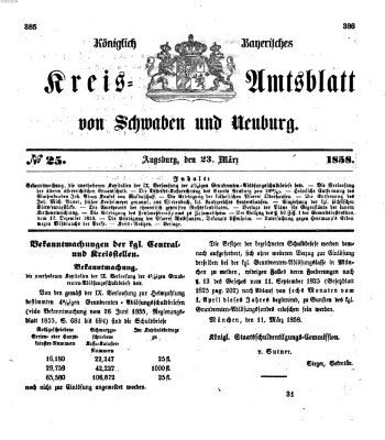 Königlich Bayerisches Kreis-Amtsblatt von Schwaben und Neuburg Dienstag 23. März 1858