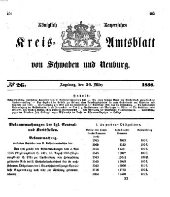 Königlich Bayerisches Kreis-Amtsblatt von Schwaben und Neuburg Freitag 26. März 1858