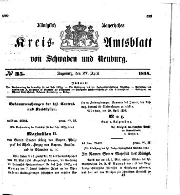 Königlich Bayerisches Kreis-Amtsblatt von Schwaben und Neuburg Dienstag 27. April 1858