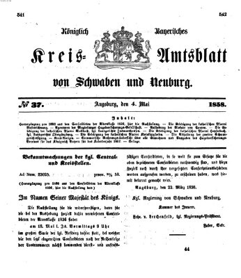 Königlich Bayerisches Kreis-Amtsblatt von Schwaben und Neuburg Dienstag 4. Mai 1858