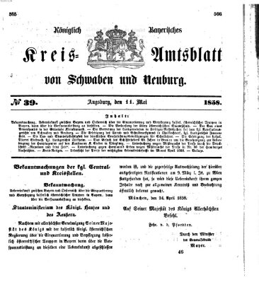 Königlich Bayerisches Kreis-Amtsblatt von Schwaben und Neuburg Dienstag 11. Mai 1858