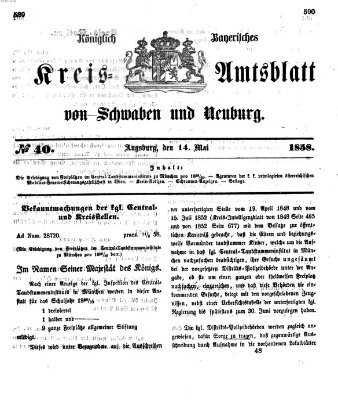 Königlich Bayerisches Kreis-Amtsblatt von Schwaben und Neuburg Freitag 14. Mai 1858