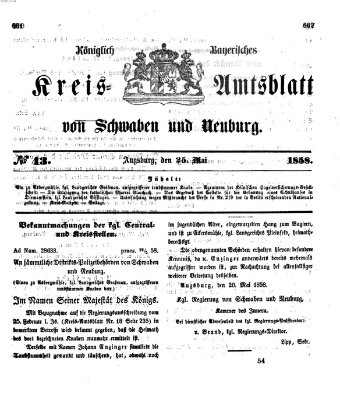 Königlich Bayerisches Kreis-Amtsblatt von Schwaben und Neuburg Dienstag 25. Mai 1858