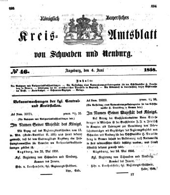 Königlich Bayerisches Kreis-Amtsblatt von Schwaben und Neuburg Freitag 4. Juni 1858