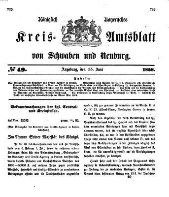 Königlich Bayerisches Kreis-Amtsblatt von Schwaben und Neuburg Dienstag 15. Juni 1858