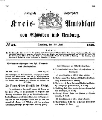 Königlich Bayerisches Kreis-Amtsblatt von Schwaben und Neuburg Dienstag 22. Juni 1858