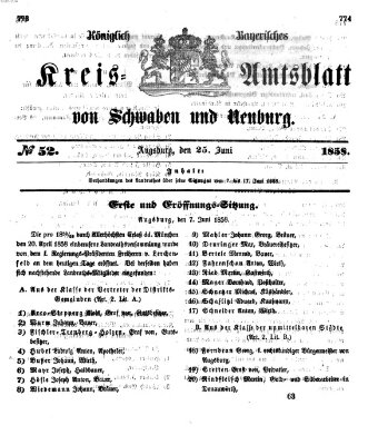 Königlich Bayerisches Kreis-Amtsblatt von Schwaben und Neuburg Freitag 25. Juni 1858