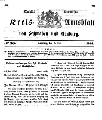 Königlich Bayerisches Kreis-Amtsblatt von Schwaben und Neuburg Dienstag 6. Juli 1858