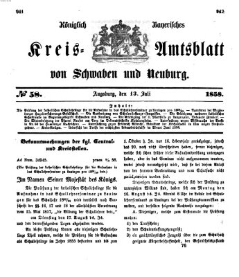 Königlich Bayerisches Kreis-Amtsblatt von Schwaben und Neuburg Dienstag 13. Juli 1858