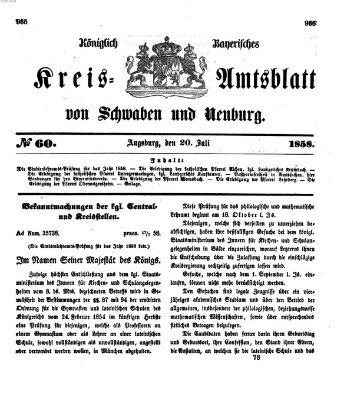 Königlich Bayerisches Kreis-Amtsblatt von Schwaben und Neuburg Dienstag 20. Juli 1858