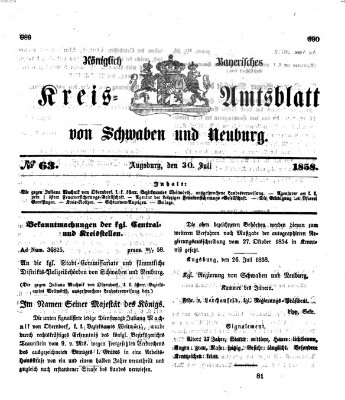 Königlich Bayerisches Kreis-Amtsblatt von Schwaben und Neuburg Freitag 30. Juli 1858