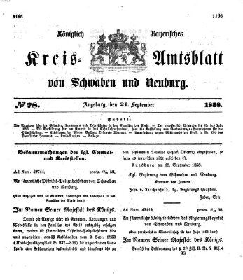 Königlich Bayerisches Kreis-Amtsblatt von Schwaben und Neuburg Dienstag 21. September 1858