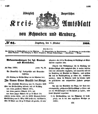 Königlich Bayerisches Kreis-Amtsblatt von Schwaben und Neuburg Freitag 1. Oktober 1858