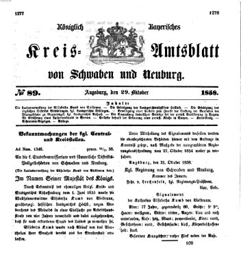 Königlich Bayerisches Kreis-Amtsblatt von Schwaben und Neuburg Freitag 29. Oktober 1858