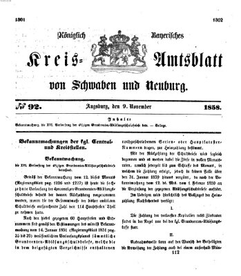 Königlich Bayerisches Kreis-Amtsblatt von Schwaben und Neuburg Dienstag 9. November 1858