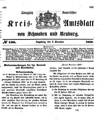 Königlich Bayerisches Kreis-Amtsblatt von Schwaben und Neuburg Freitag 3. Dezember 1858