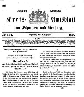 Königlich Bayerisches Kreis-Amtsblatt von Schwaben und Neuburg Samstag 4. Dezember 1858