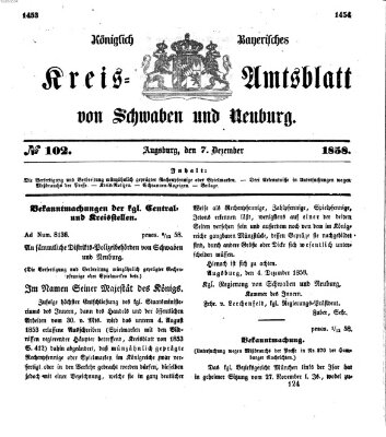 Königlich Bayerisches Kreis-Amtsblatt von Schwaben und Neuburg Dienstag 7. Dezember 1858