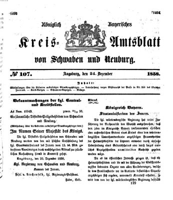 Königlich Bayerisches Kreis-Amtsblatt von Schwaben und Neuburg Freitag 24. Dezember 1858