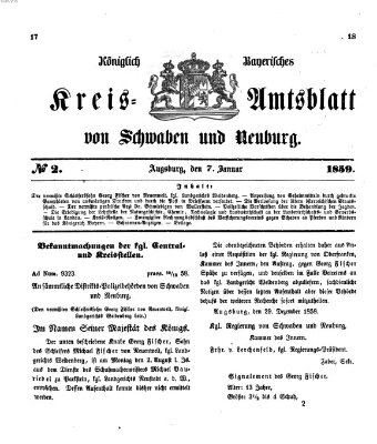 Königlich Bayerisches Kreis-Amtsblatt von Schwaben und Neuburg Freitag 7. Januar 1859